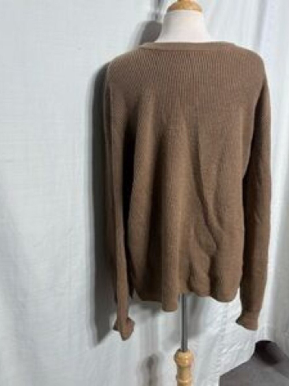 RW&CO Brown Cotton Blend Textured Crewneck Sweater Size M Cozy Basic Neutral